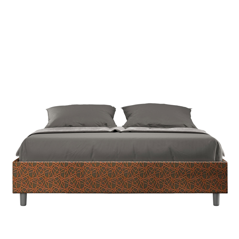 Letto Sommier imbottito Matrimoniale 160x200 cm tessuto Era Azelia - Contenitore,Arancione