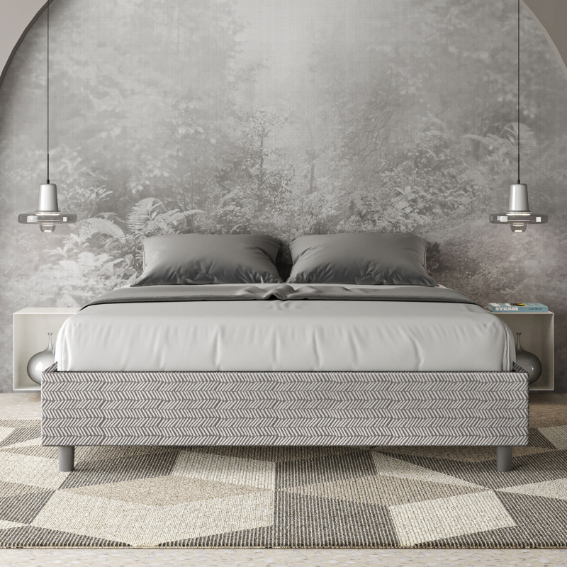 Letto Sommier imbottito Matrimoniale 160x200 cm tessuto Aragona Azelia