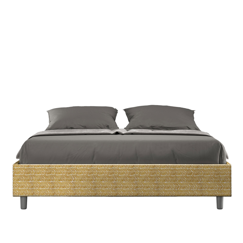 Letto Sommier imbottito Matrimoniale 160x200 cm tessuto Aragona Azelia - Senza rete,Giallo