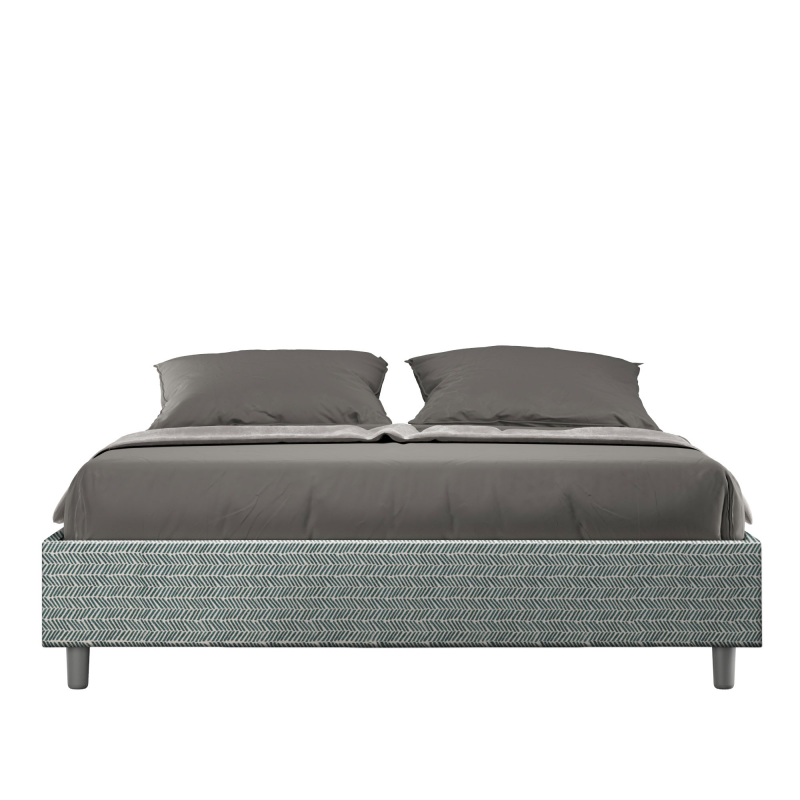 Letto Sommier imbottito Matrimoniale 160x200 cm tessuto Aragona Azelia - Senza rete,Azzurro