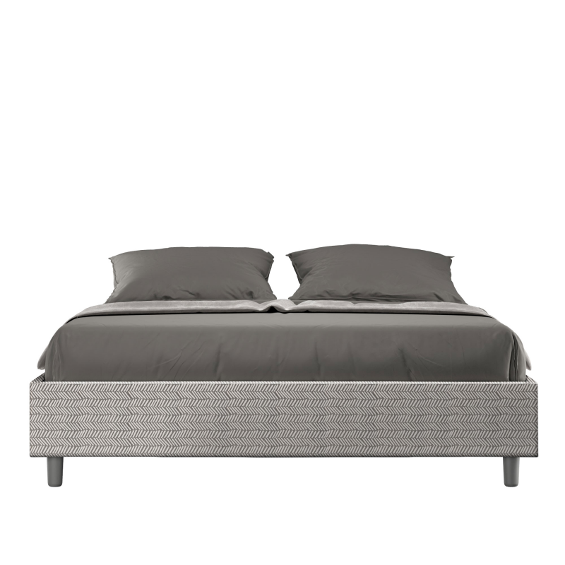 Letto Sommier imbottito Matrimoniale 160x200 cm tessuto Aragona Azelia - Bianco,Con rete