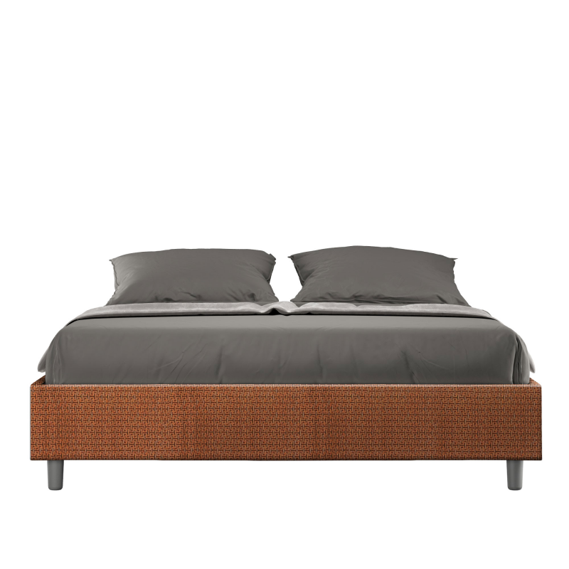 Letto Sommier imbottito Matrimoniale 160x210 cm tessuto Labirinto Azelia - Senza rete,Arancione
