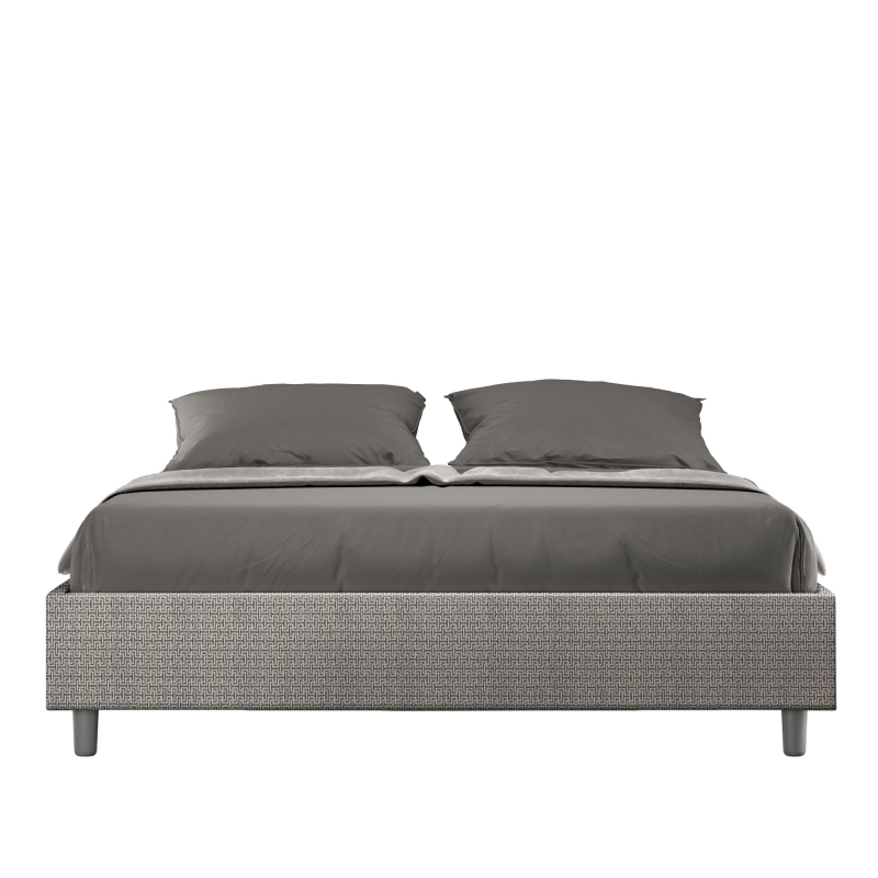 Letto Sommier imbottito Matrimoniale 160x210 cm tessuto Labirinto Azelia - Con rete,Grigio