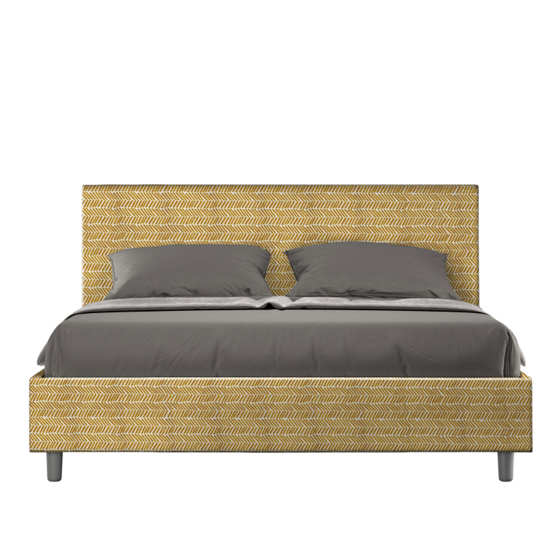 Letto imbottito Matrimoniale 160x190 cm tessuto Aragona Adele - Contenitore,Giallo