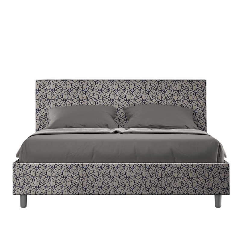 Letto imbottito Matrimoniale 160x200 cm tessuto Era Adele - Senza rete,Blu