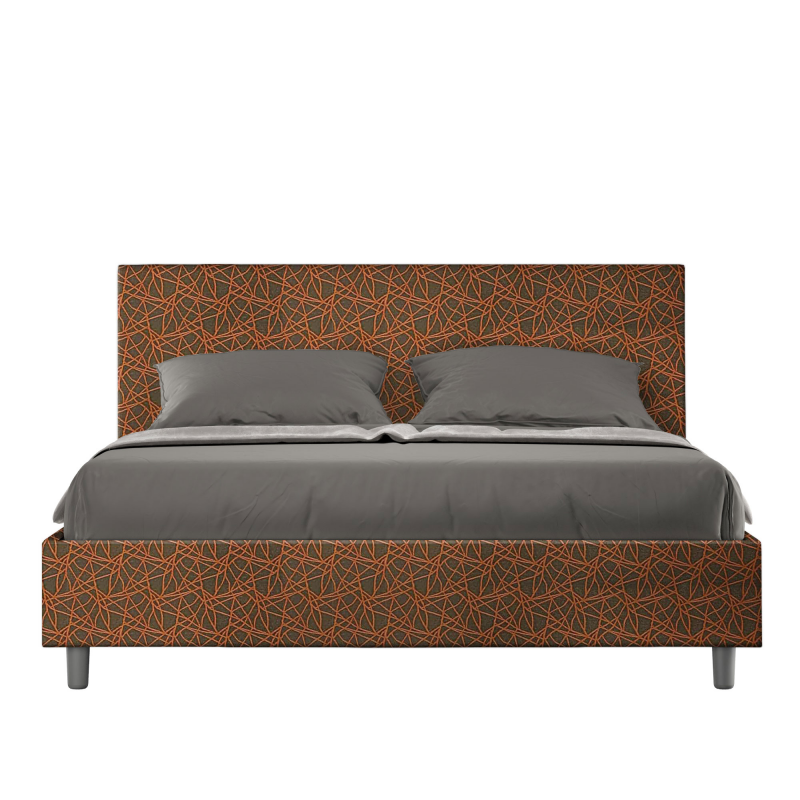 Letto imbottito Matrimoniale 160x200 cm tessuto Era Adele - Con rete,Arancione