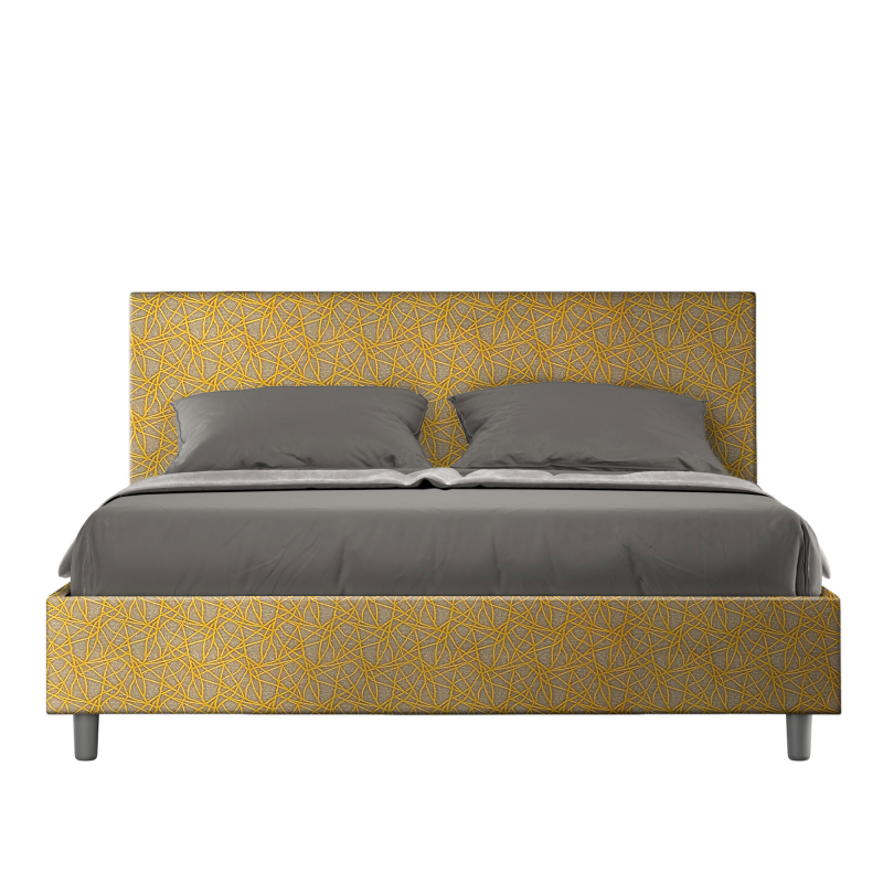 Letto imbottito Matrimoniale 160x200 cm tessuto Era Adele - Con rete,Giallo