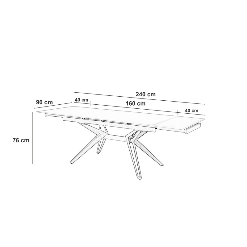 Tavolo allungabile 160/240 x 90 x 76 cm Match 3 90cm X 160/240 cmcm H 76cm Stones