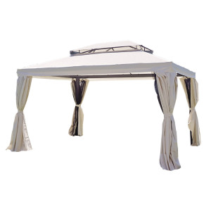 Gazebo rettangolare 3x4 m alluminio con tende laterali elegante