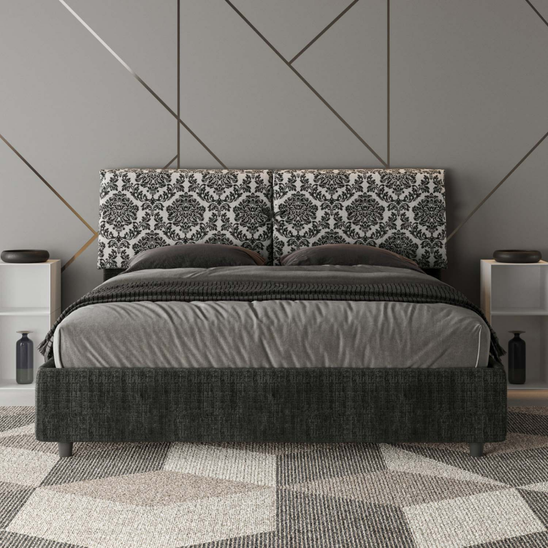 Letto imbottito Matrimoniale 160x190 cm tessuto Agata Mados