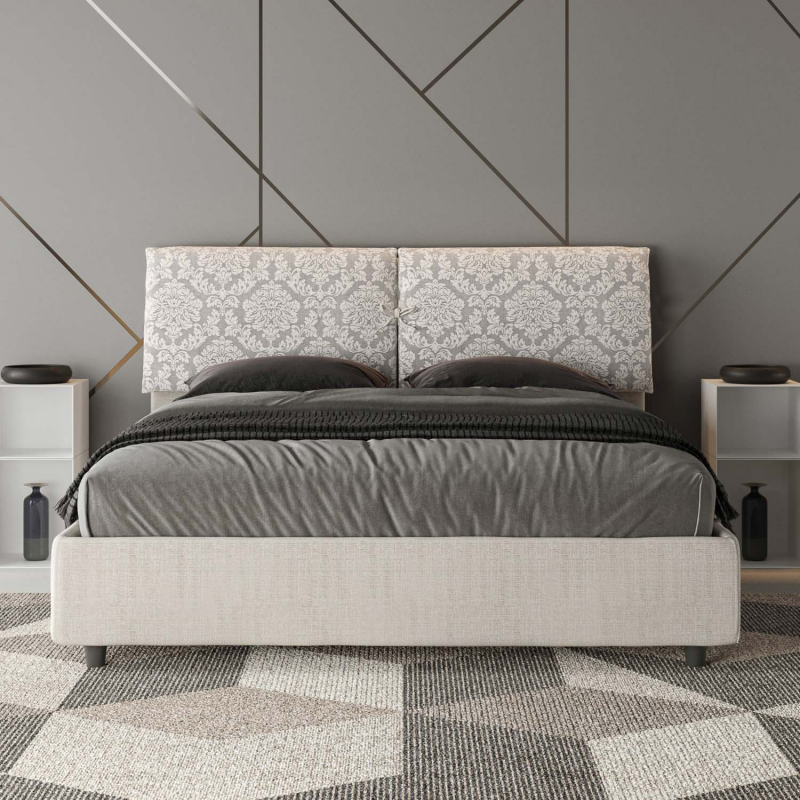 Letto imbottito Matrimoniale 160x190 cm tessuto Agata Mados