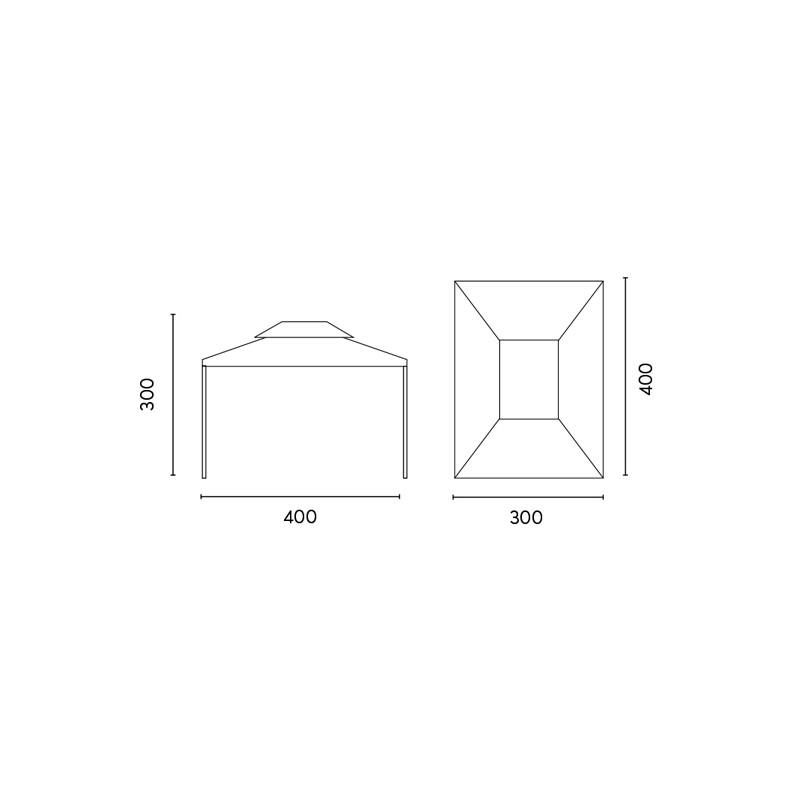 Gazebo rettangolare 3x4 m alluminio con tende laterali elegante