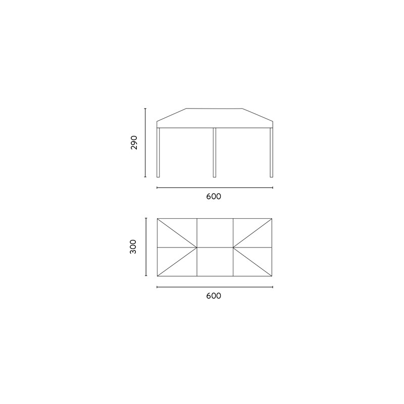 Gazebo rettangolare 6x3 m alluminio con tende laterali robusto