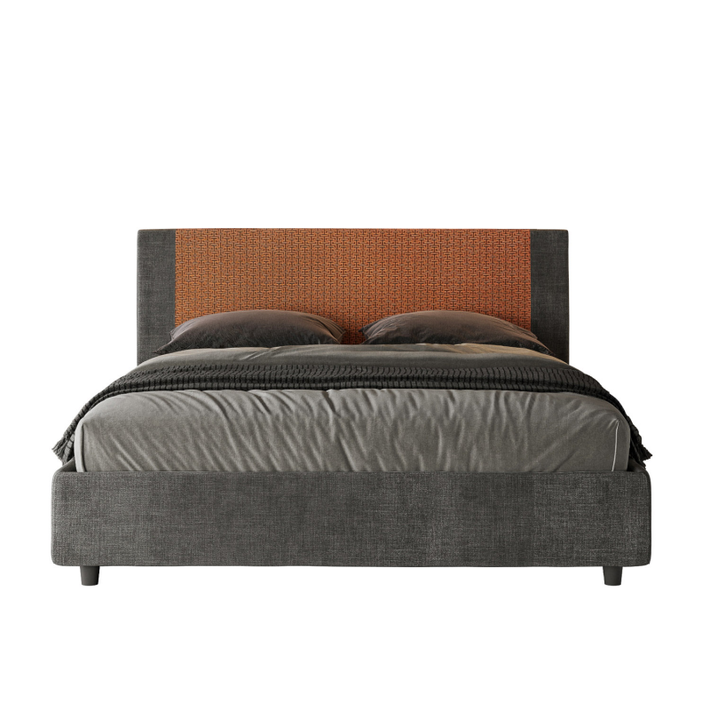 Letto imbottito Matrimoniale 160x190 cm tessuto Labirinto Rosal
