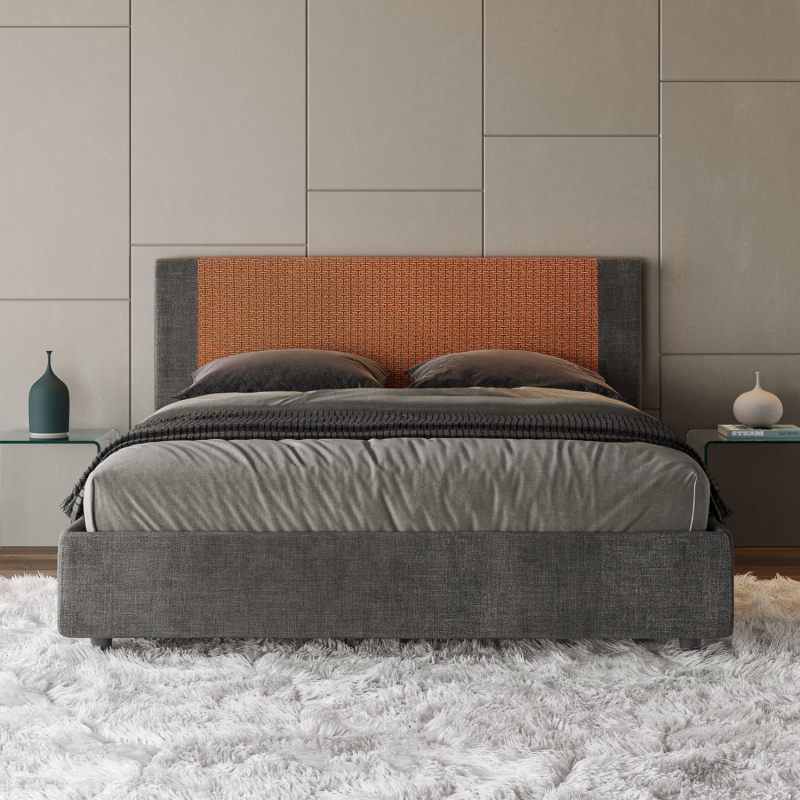 Letto imbottito Matrimoniale 160x190 cm tessuto Labirinto Rosal