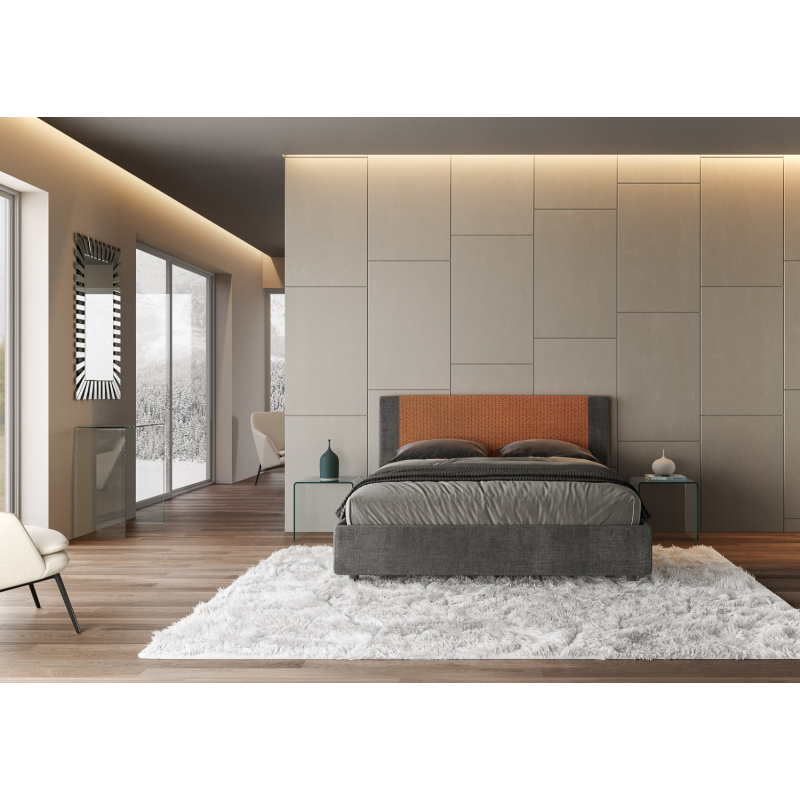 Letto imbottito Matrimoniale 160x190 cm tessuto Labirinto Rosal