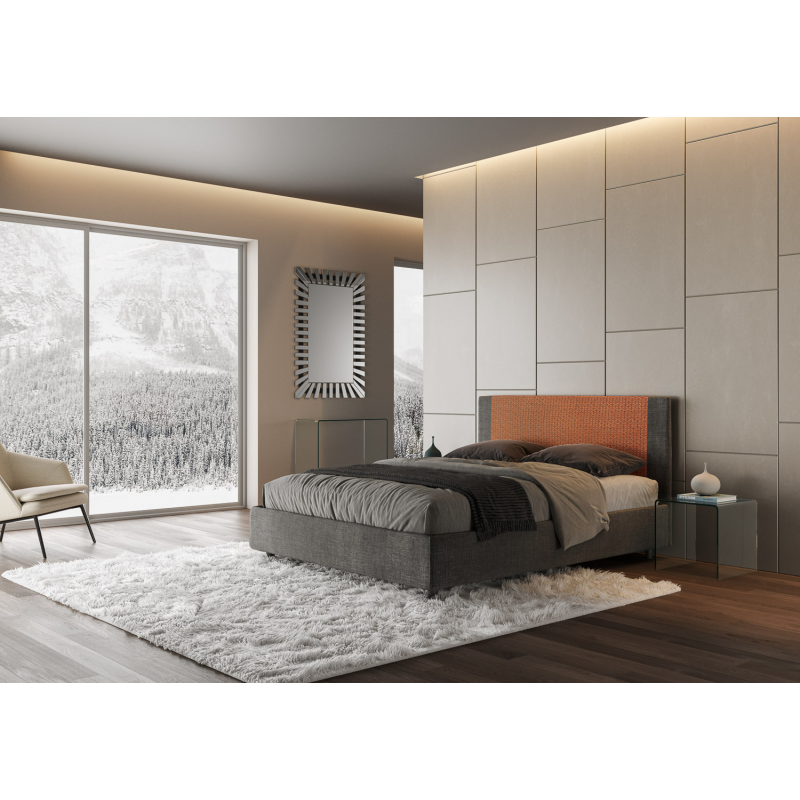 Letto imbottito Matrimoniale 160x190 cm tessuto Labirinto Rosal