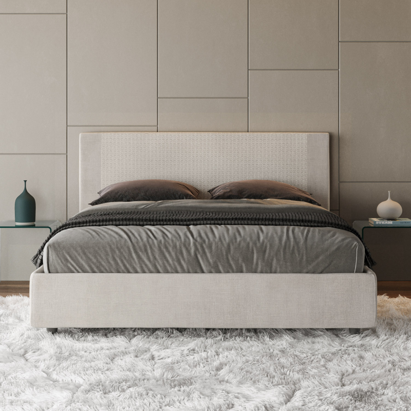 Letto imbottito Matrimoniale 160x190 cm tessuto Labirinto Rosal