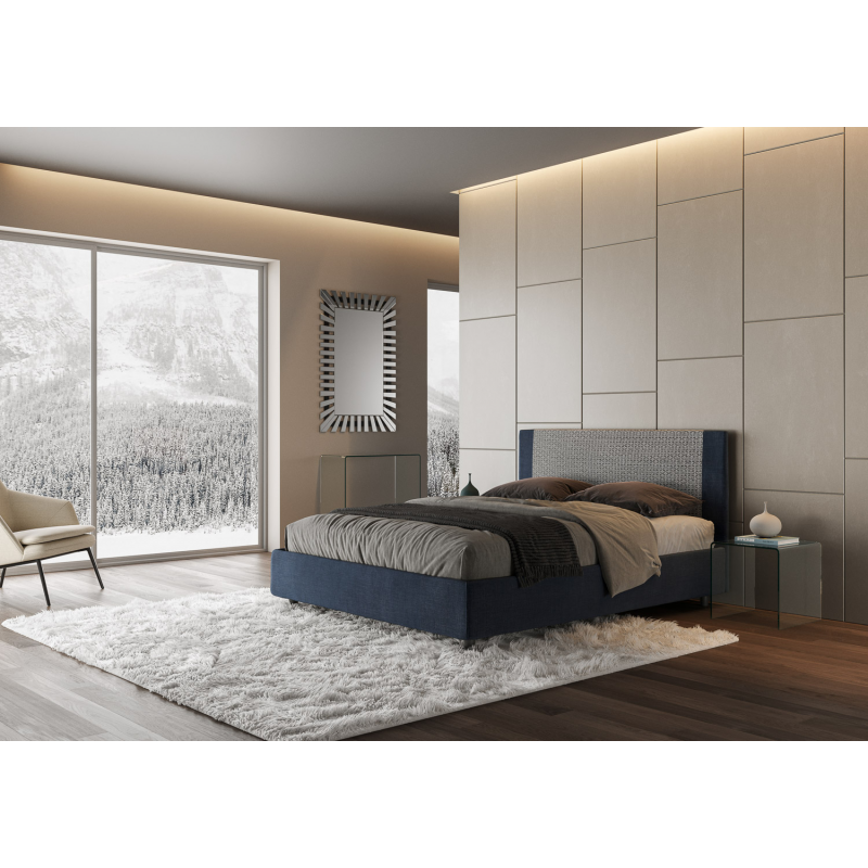 Letto imbottito Matrimoniale 160x190 cm tessuto Labirinto Rosal