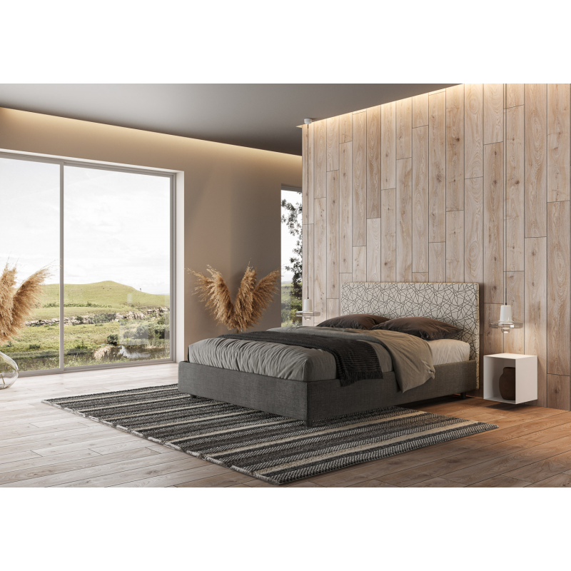 Letto imbottito Matrimoniale 160x190 cm tessuto Era Arla