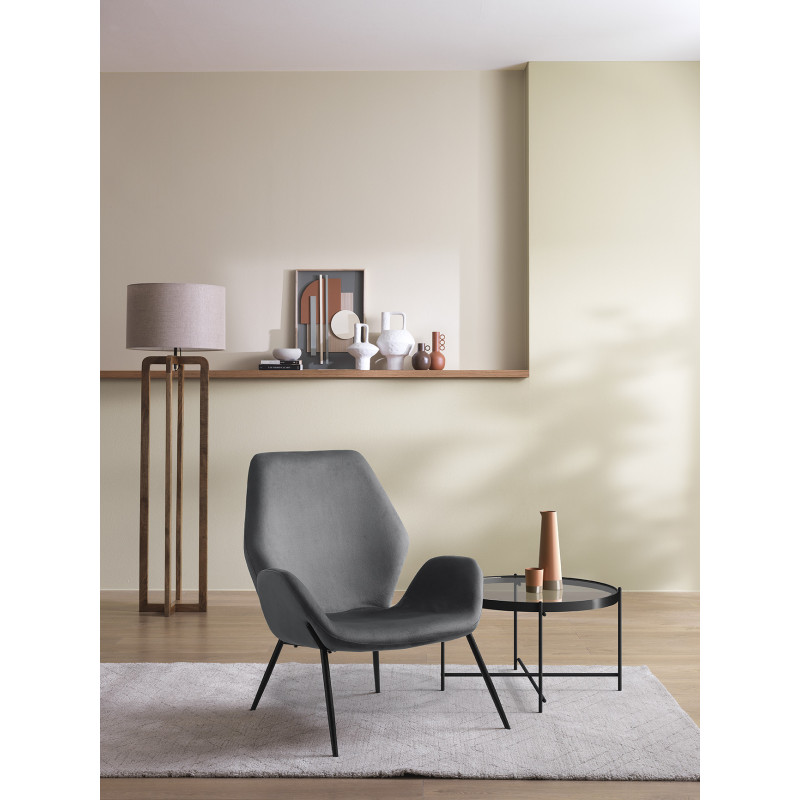 Poltrona rivestita in velluto Gambe metallo verniciato Brandy 73cm X 68cm H 85cm Stones
