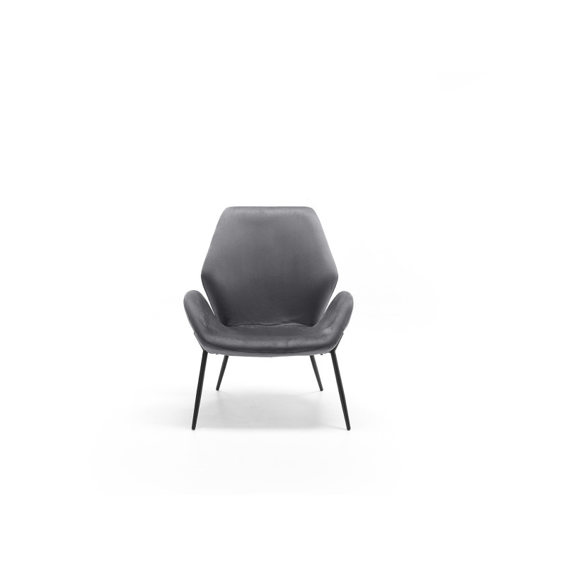 Poltrona rivestita in velluto Gambe metallo verniciato Brandy 73cm X 68cm H 85cm Stones
