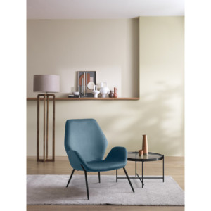 Poltrona rivestita in velluto Gambe metallo verniciato Brandy 73cm X 68cm H 85cm Stones