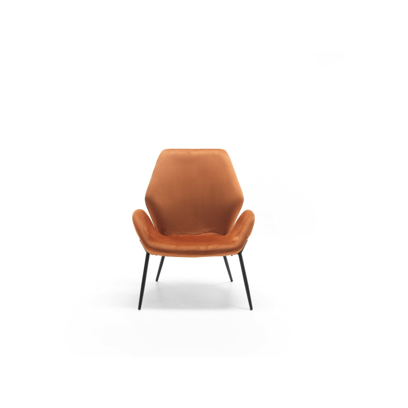 Poltrona rivestita in velluto Gambe metallo verniciato Brandy 73cm X 68cm H 85cm Stones