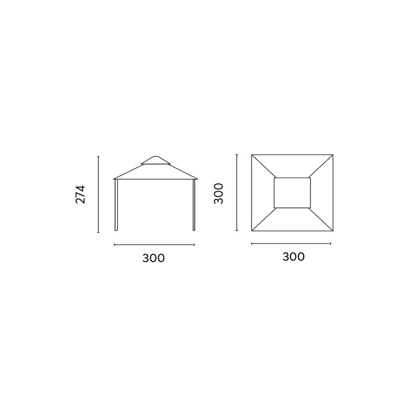 Gazebo quadrato 3x3 m ferro epoxy antracite resistente elegante