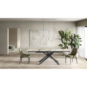 Tavolo allungabile con top in ceramica su vetro Cross 90cm X 160-240cm H 76cm Stones