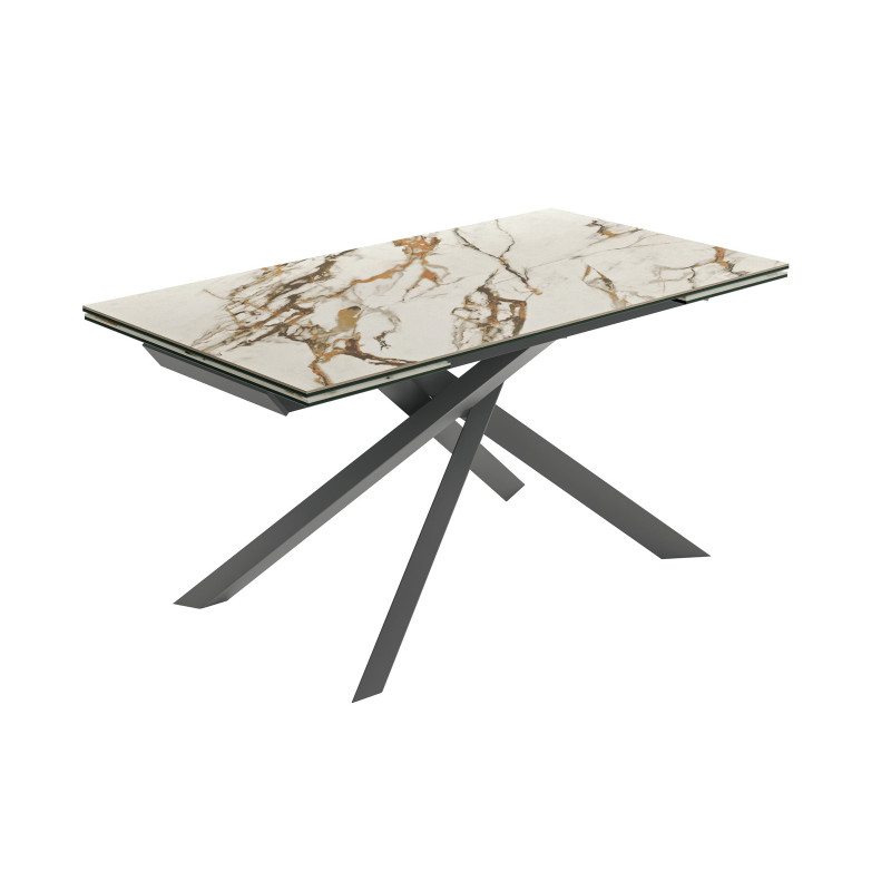 Tavolo allungabile con top in ceramica su vetro Cross 90cm X 160-240cm H 76cm Stones