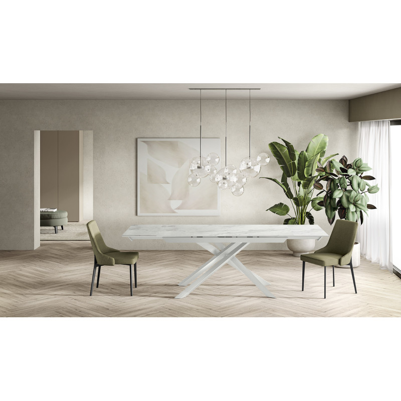 Tavolo allungabile con top in ceramica su vetro Cross 90cm X 160/240cm H 76cm Stones