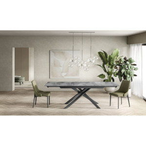 Tavolo allungabile con top in ceramica su vetro Cross 90cm X 160/240cm H 76cm Stones