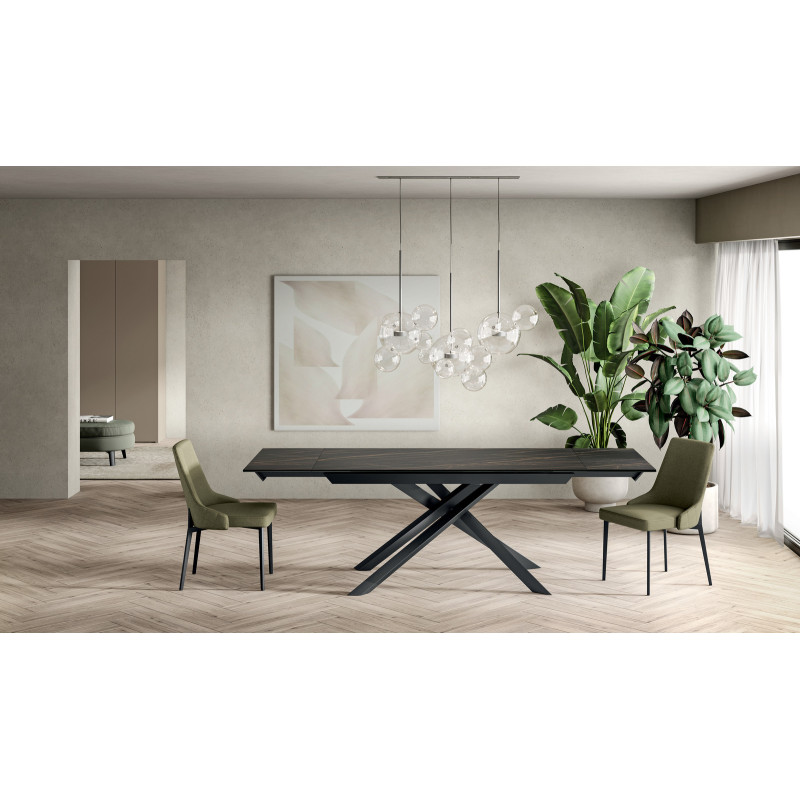 Tavolo allungabile con top in ceramica su vetro Cross 90cm X 160/240cm H 76cm Stones