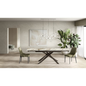 Tavolo allungabile con top in ceramica su vetro Cross 90cm X 160/240cm H 76cm Stones
