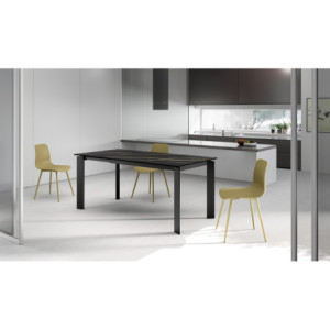 Tavolo allungabile con top in ceramica Gambe in metallo verniciato Allunghe interne Frame 80cm X 120-170cm H 75cm Stones