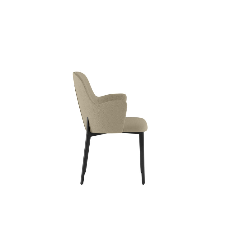 Set di 4 Sedie rivestita in tessuto easy-clean Gambe in metallo verniciato Nero Sophia 53.5cm X 62.5cm H 80cm Stones