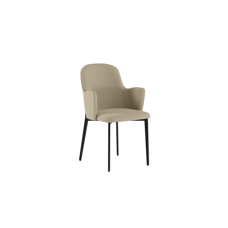 Set di 4 Sedie rivestita in tessuto easy-clean Gambe in metallo verniciato Nero Sophia 53.5cm X 62.5cm H 80cm Stones