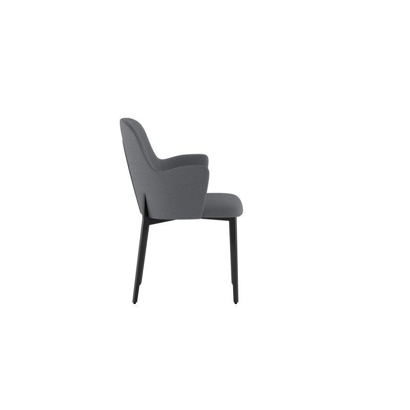 Set di 4 Sedie rivestita in tessuto easy-clean Gambe in metallo verniciato Nero Sophia 53.5cm X 62.5cm H 80cm Stones