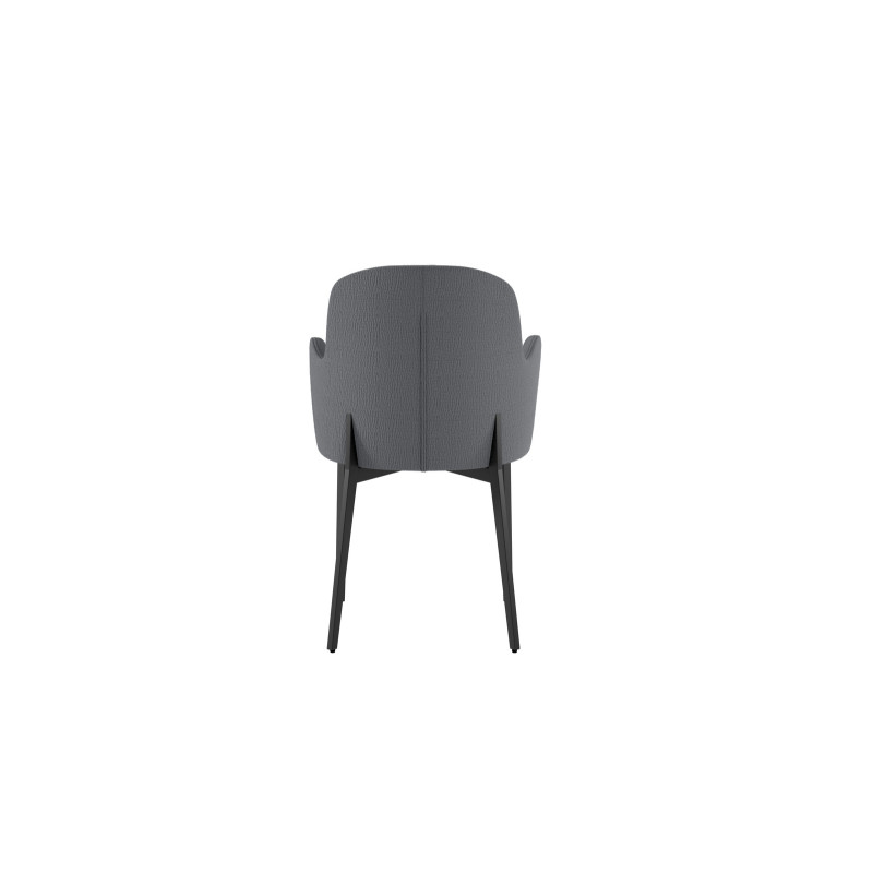Set di 4 Sedie rivestita in tessuto easy-clean Gambe in metallo verniciato Nero Sophia 53.5cm X 62.5cm H 80cm Stones