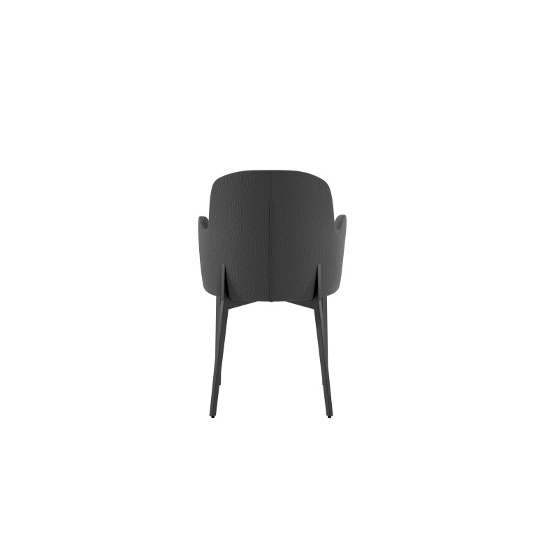 Set di 4 Sedie rivestita in tessuto easy-clean Gambe in metallo verniciato Nero Sophia 53.5cm X 62.5cm H 80cm Stones