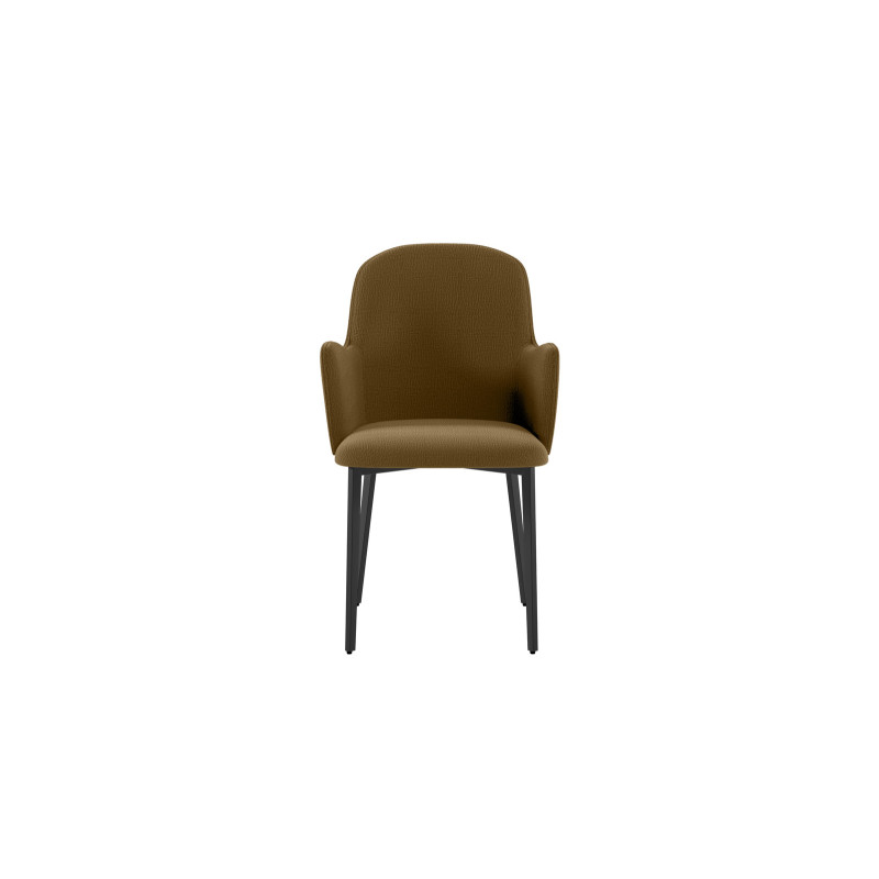 Set di 4 Sedie rivestita in tessuto easy-clean Gambe in metallo verniciato Nero Sophia 53.5cm X 62.5cm H 80cm Stones