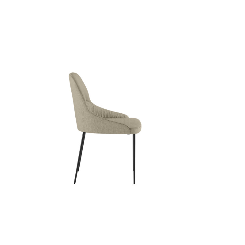 Set di 4 Sedie rivestita in tessuto easy-clean Gambe in metallo verniciato Nero Ginevra 54cm X 63cm H 89cm Stones