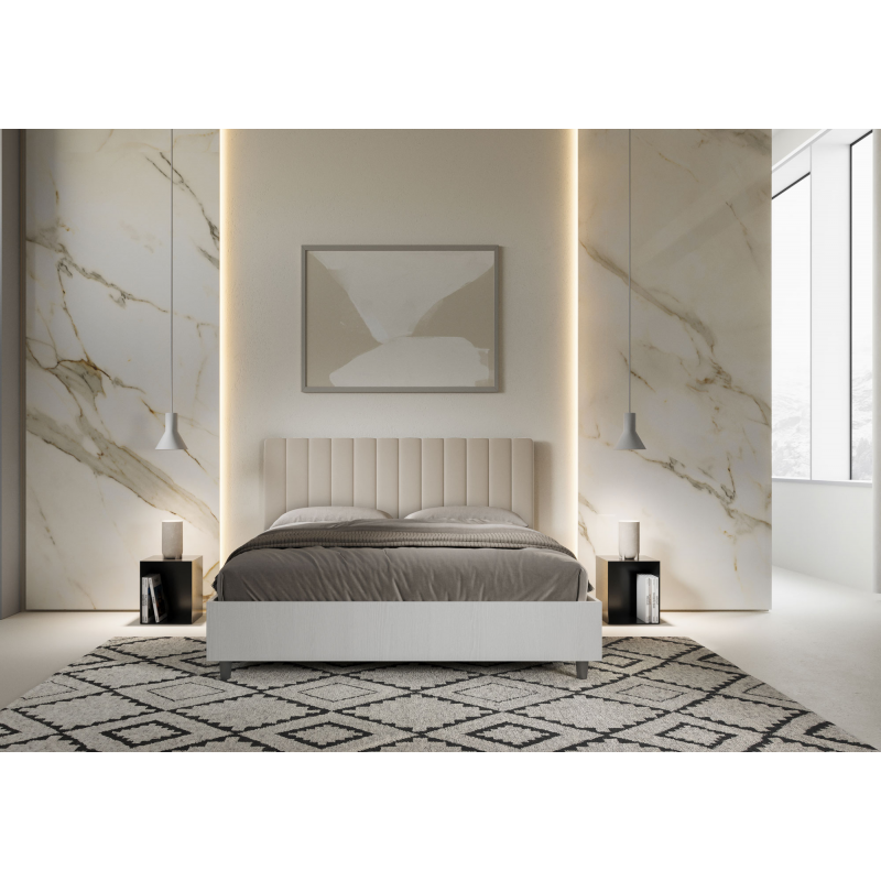 Letto Matrimoniale 160x190 cm struttura bianco frassino testata Kaia