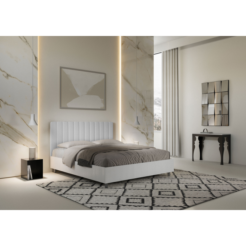 Letto Matrimoniale 160x190 cm struttura bianco frassino testata Kaia