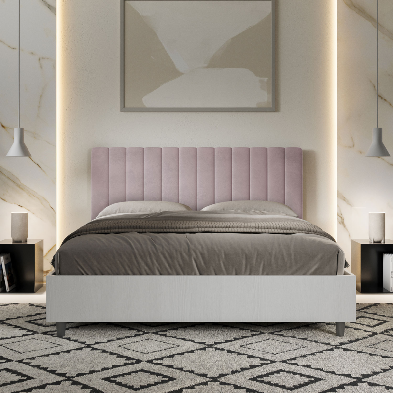Letto Matrimoniale 160x190 cm struttura bianco frassino testata Kaia