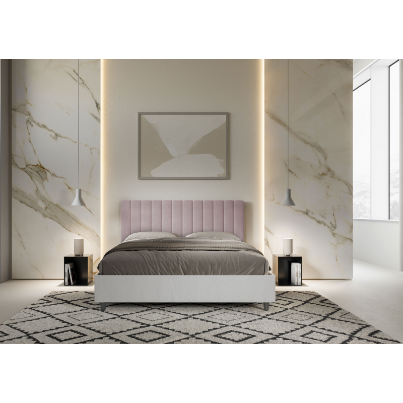 Letto Matrimoniale 160x190 cm struttura bianco frassino testata Kaia