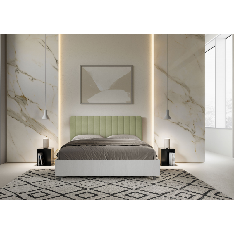 Letto Matrimoniale 160x190 cm struttura bianco frassino testata Kaia