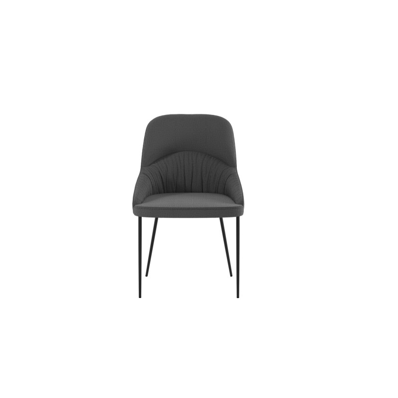 Set di 4 Sedie rivestita in tessuto easy-clean Gambe in metallo verniciato Nero Ginevra 54cm X 63cm H 89cm Stones