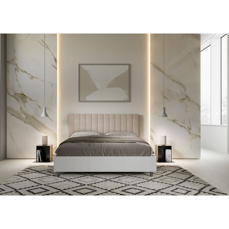 Letto Matrimoniale 160x190 cm struttura bianco frassino testata Kaia